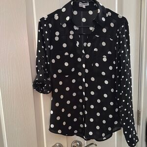 Express Black and White Polka Dot Women's Top